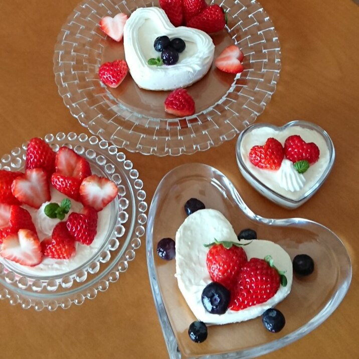 バレンタイン❣ 手作り♡型でレアチーズケーキꕤ୭*